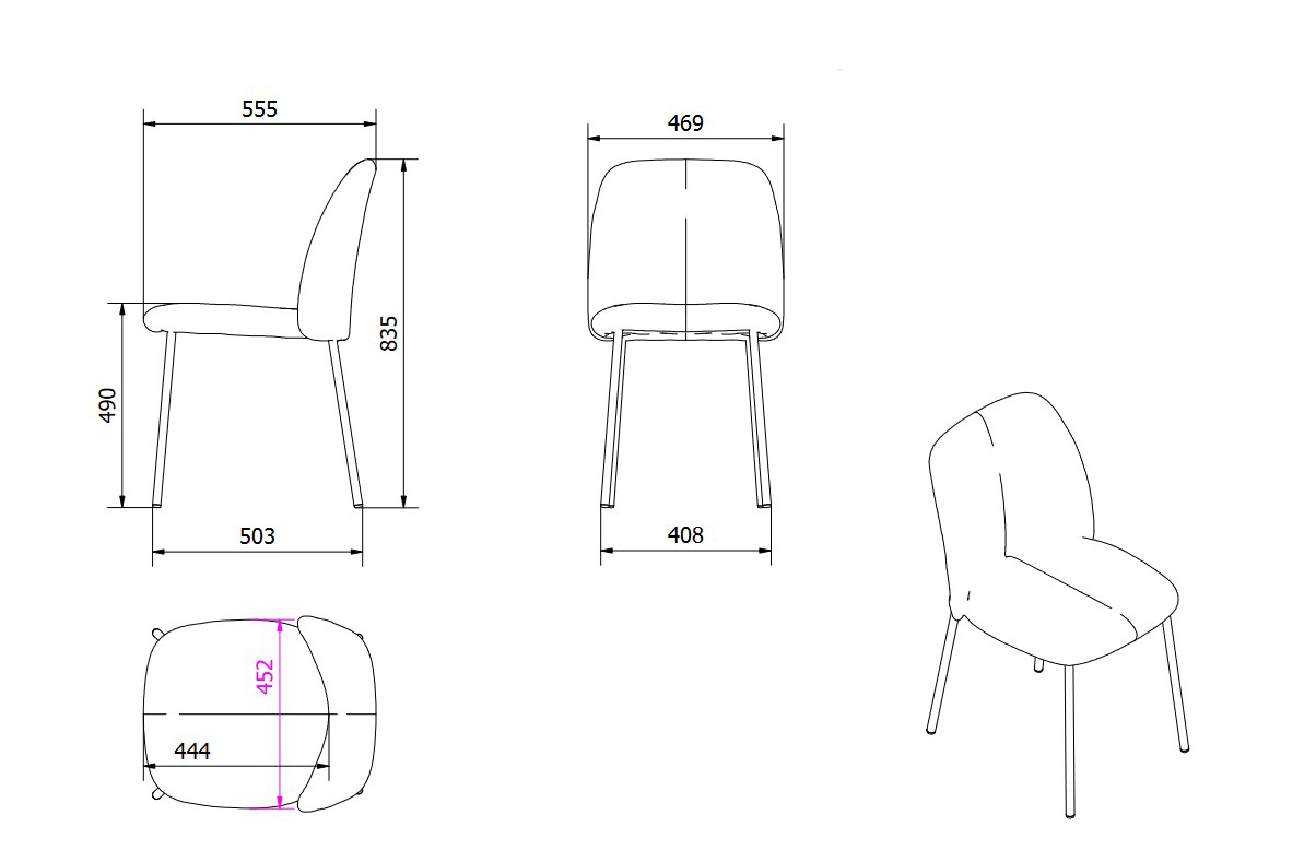 Dimensions of the Vivian Bontempi Casa chair